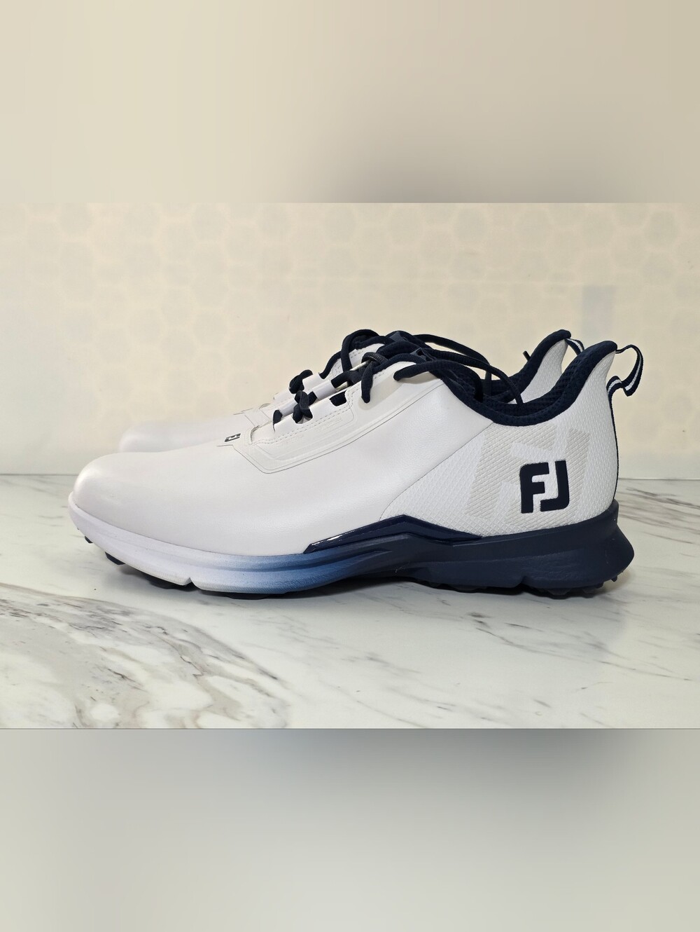 FootJoy Men’s White and Navy Athletic Golf Shoes
